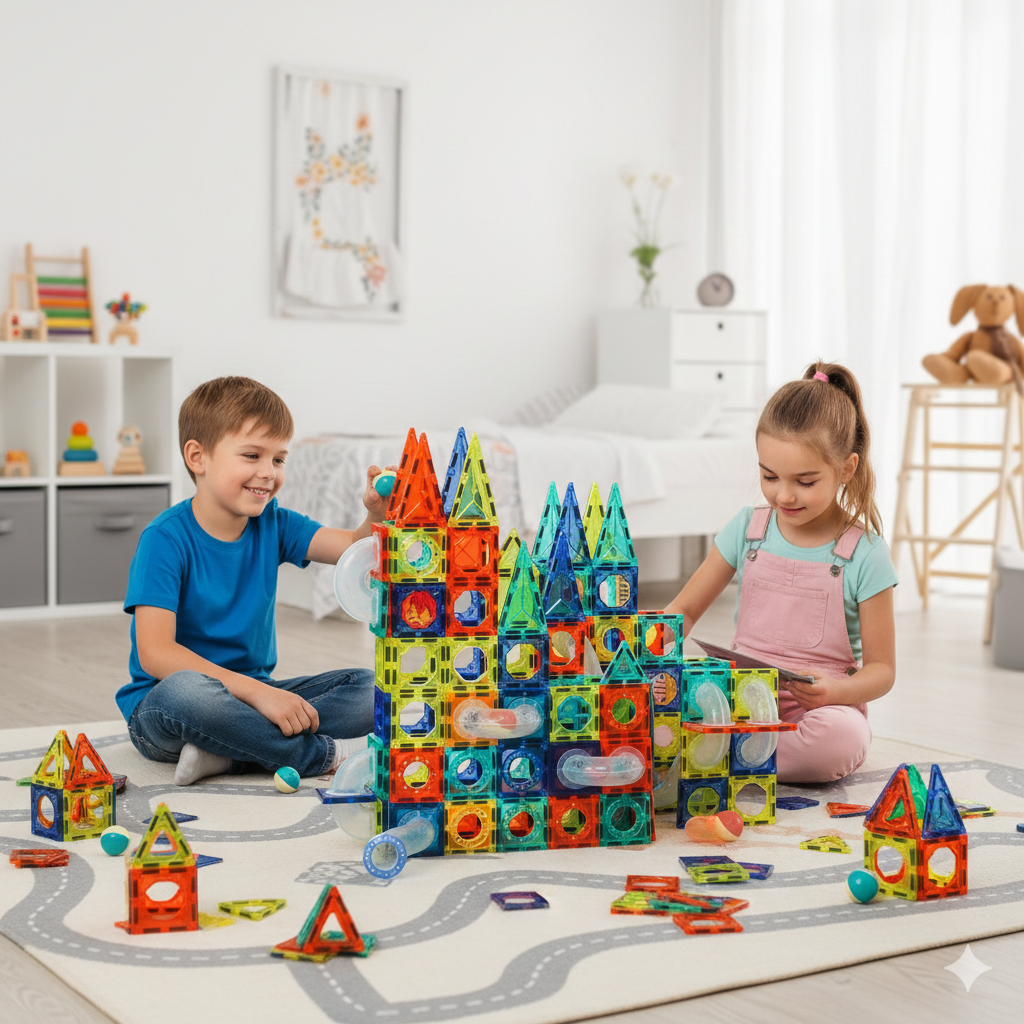 Colorful Magnetic Pipeline Building Block Set
